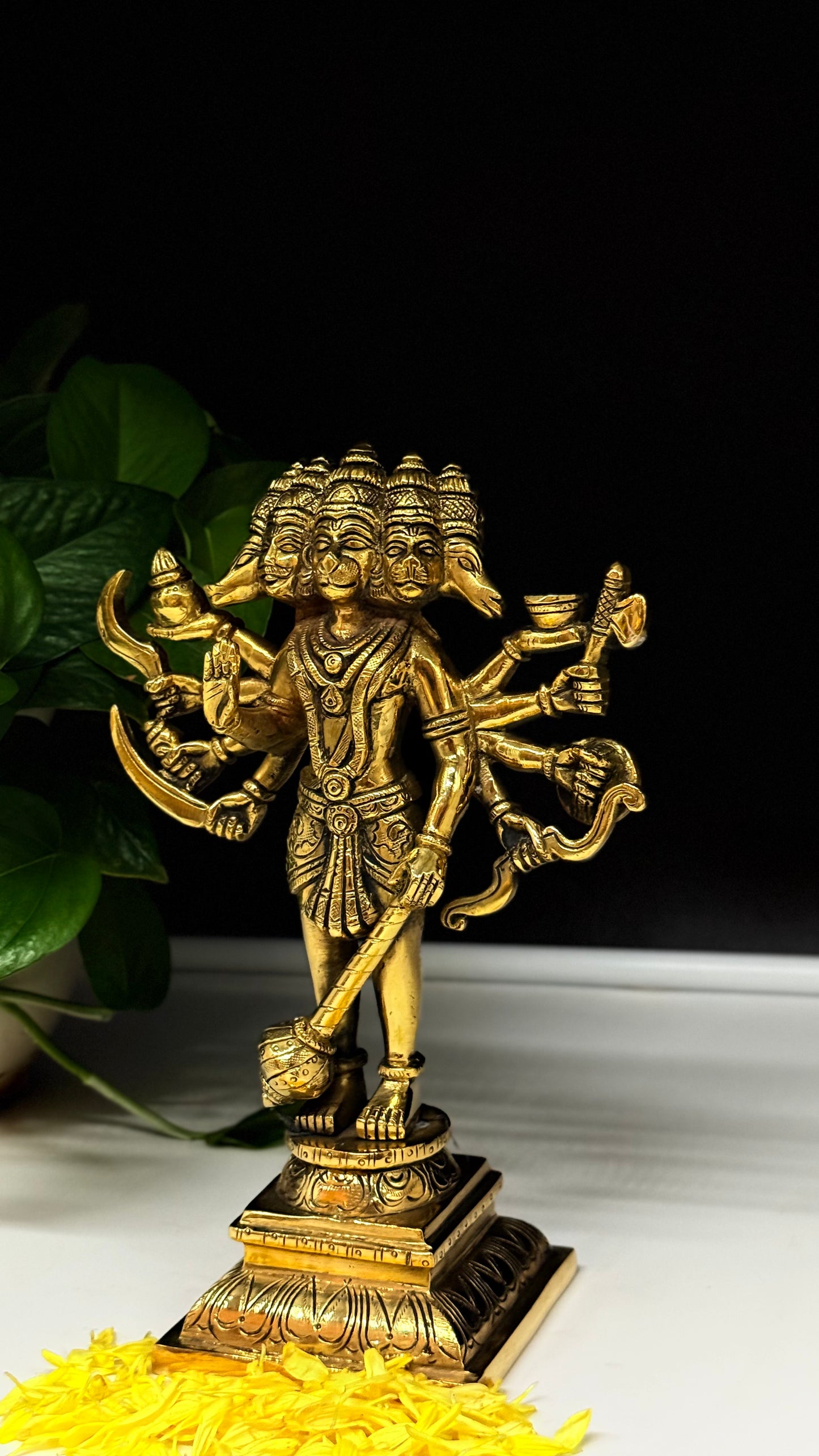 Panchamukhi Hanuman Brass Idol - Handcrafted Symbol of Protection