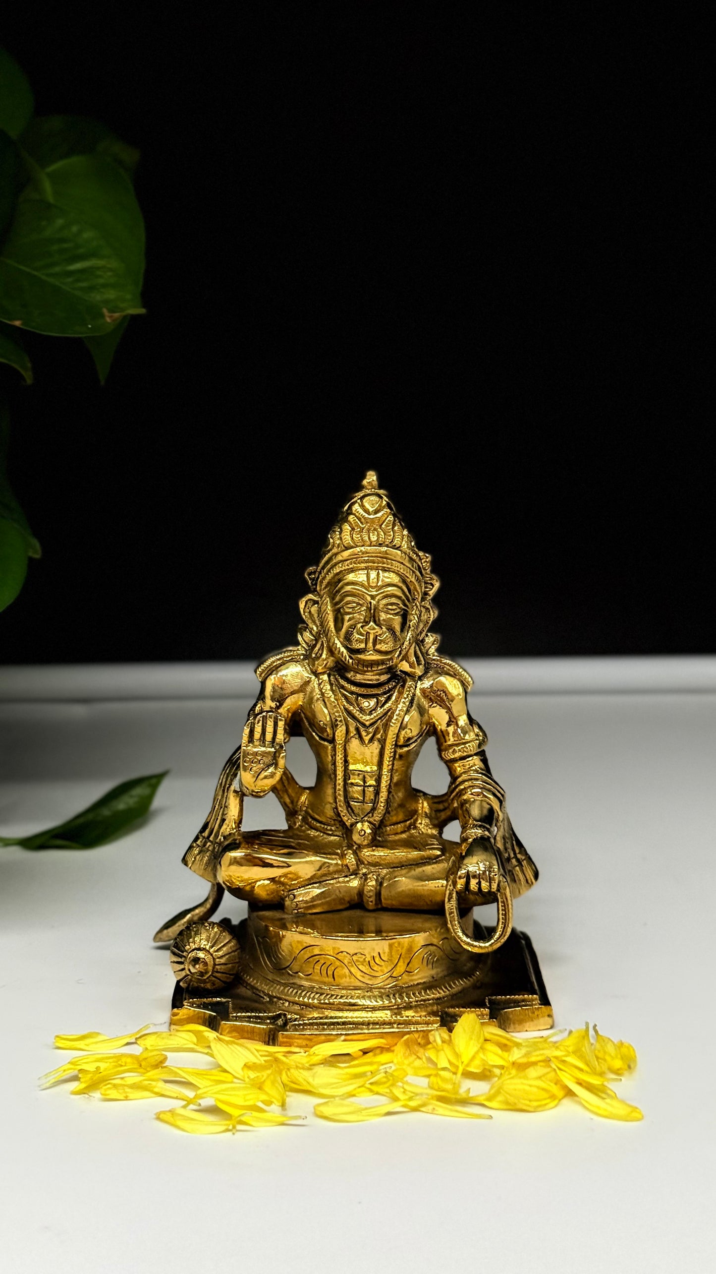 Handcrafted Brass Sitting Hanuman Idol - Meditation & Devotion