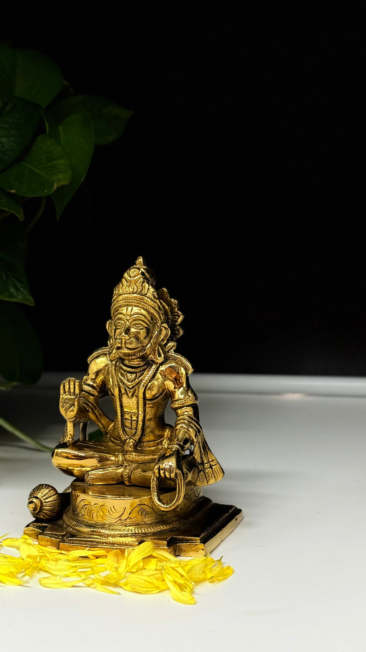 Handcrafted Brass Sitting Hanuman Idol - Meditation & Devotion