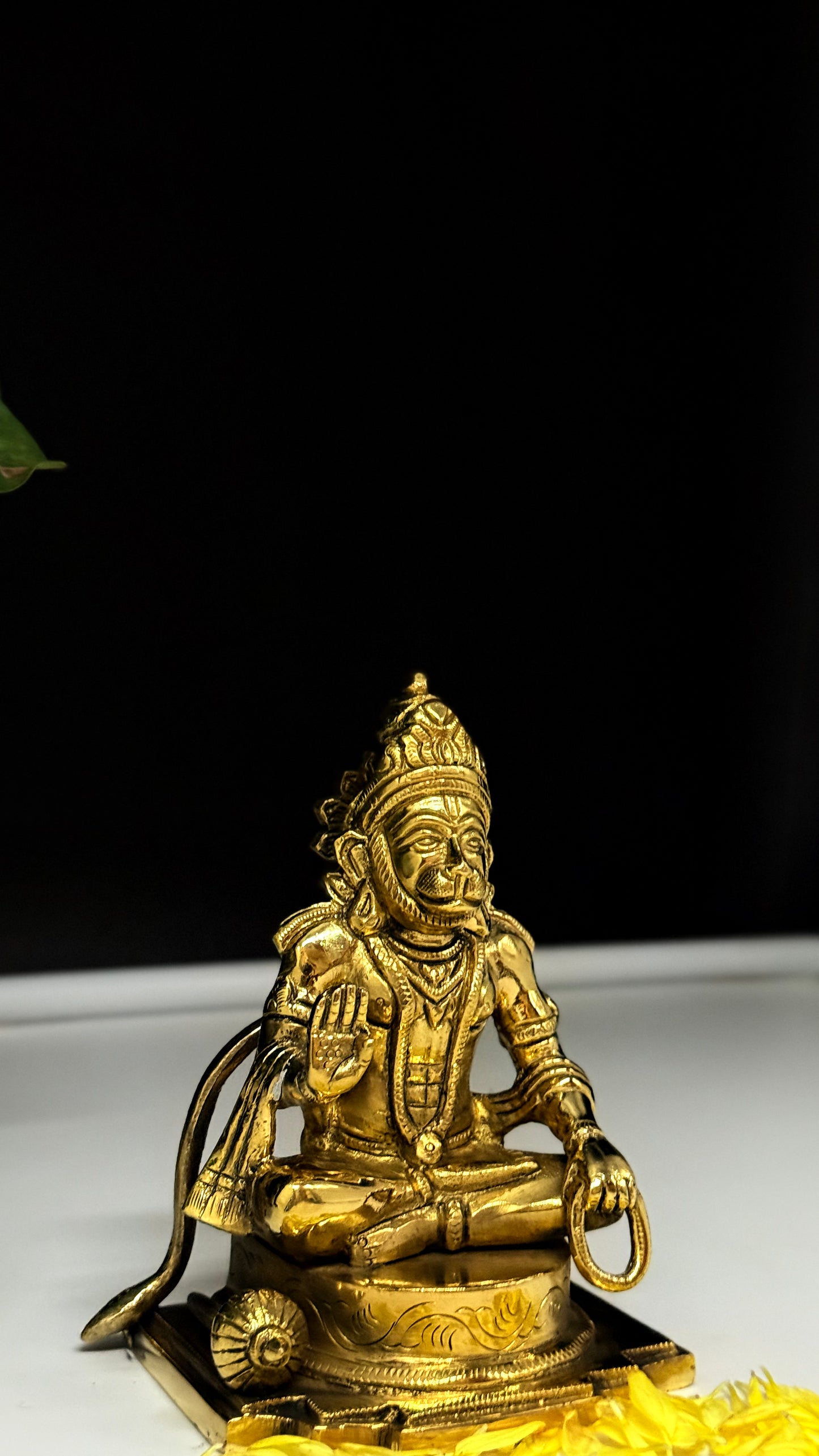 Handcrafted Brass Sitting Hanuman Idol - Meditation & Devotion