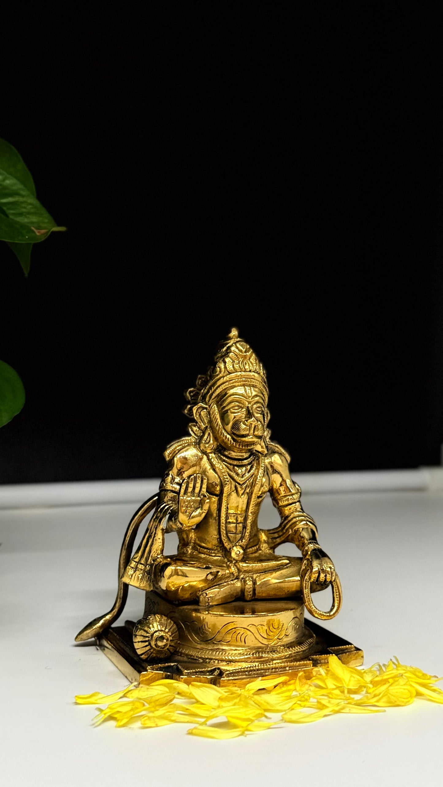 Handcrafted Brass Sitting Hanuman Idol - Meditation & Devotion
