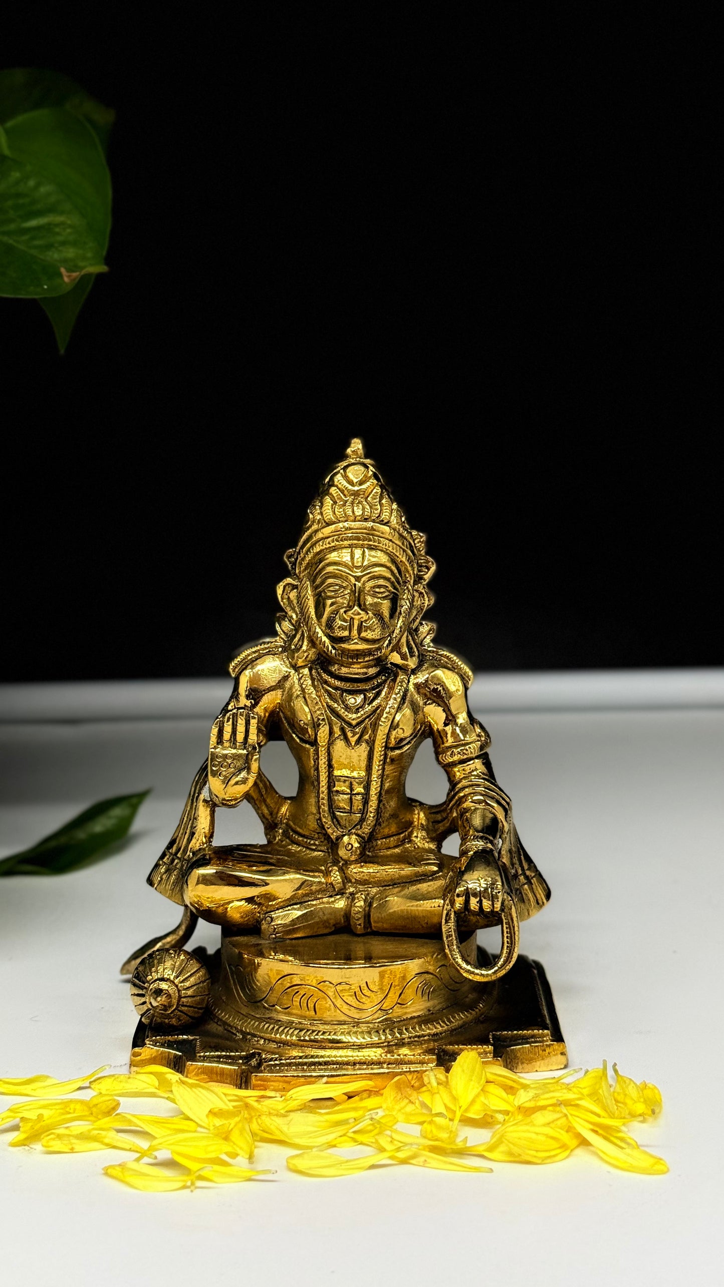 Handcrafted Brass Sitting Hanuman Idol - Meditation & Devotion