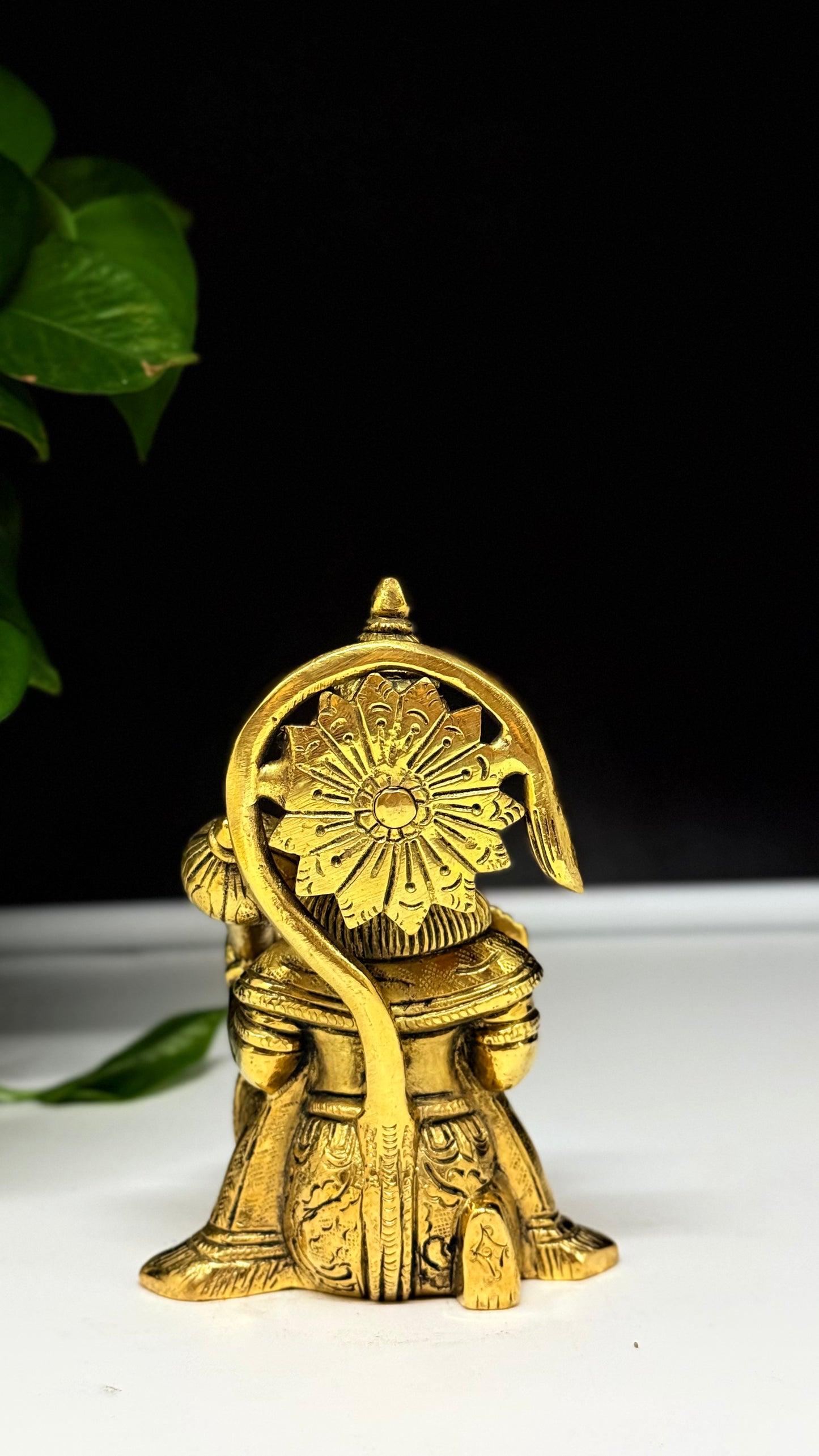 Handcrafted Brass Sitting Hanuman in Blessing Pose - Abhaya Mudra Idol