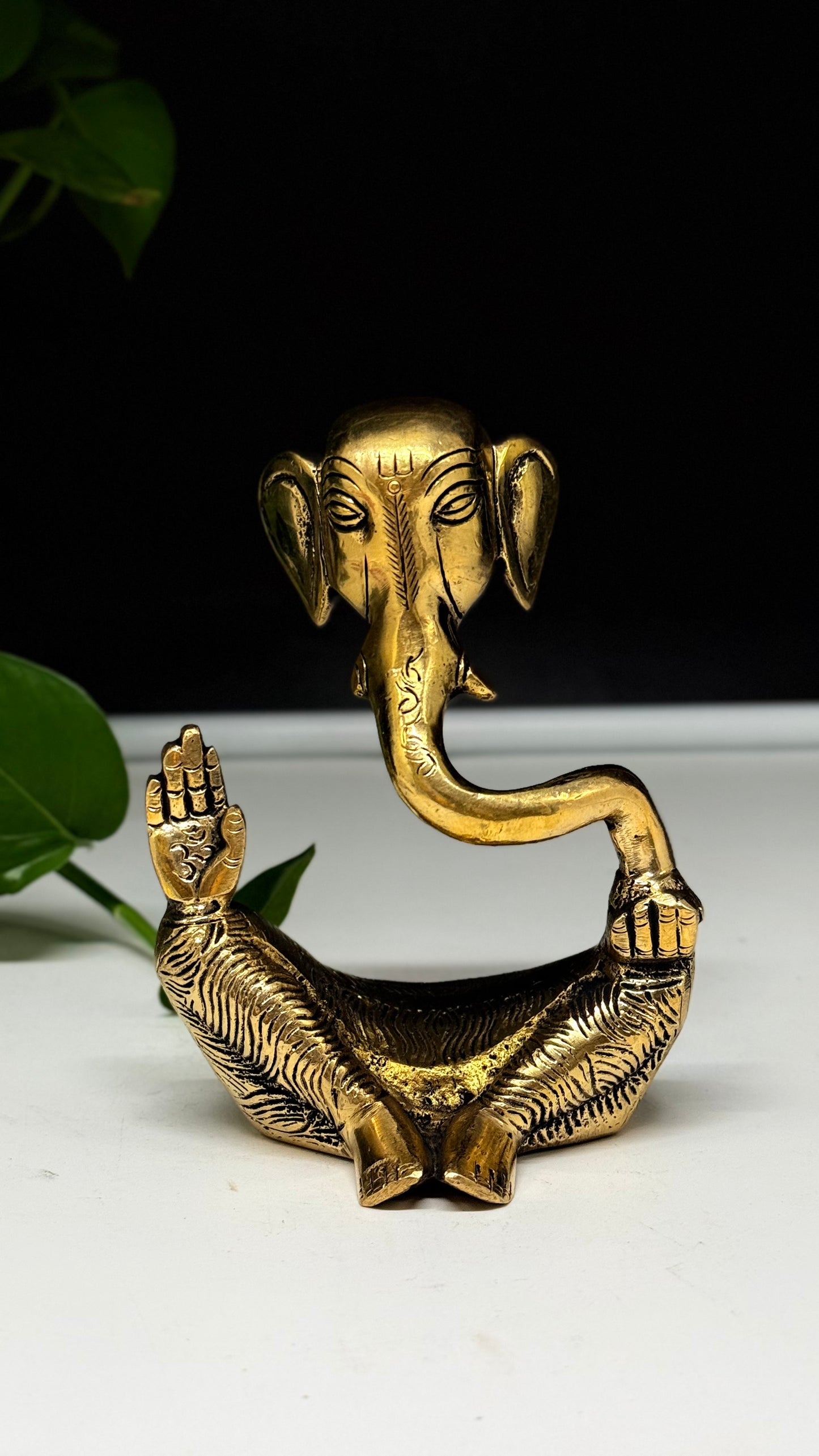 Handcrafted Brass Ganesha on Royal Asana - Artistic Divine Decor