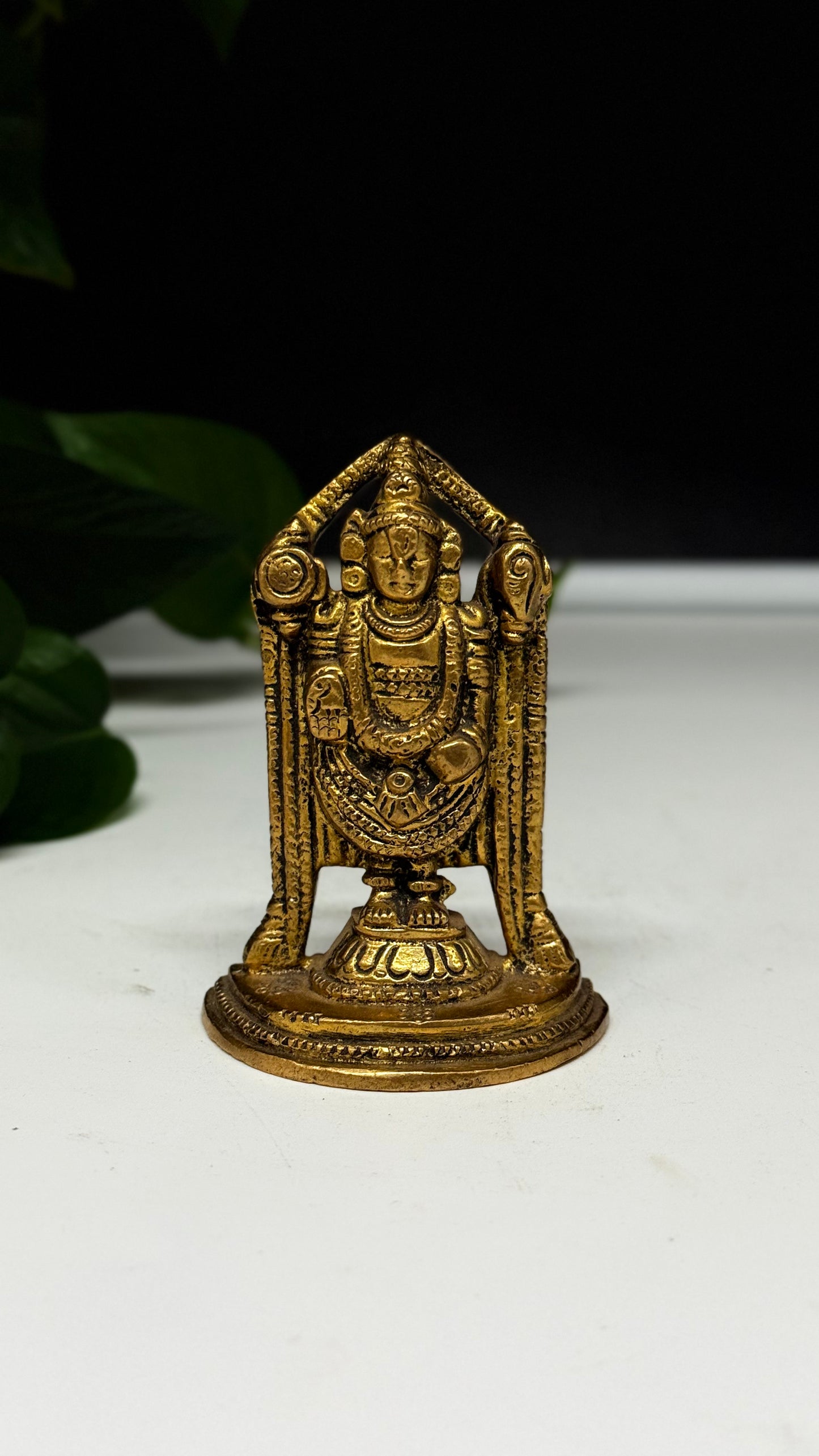 Antique Brass Tirupati Balaji Idol (Framed Design)
