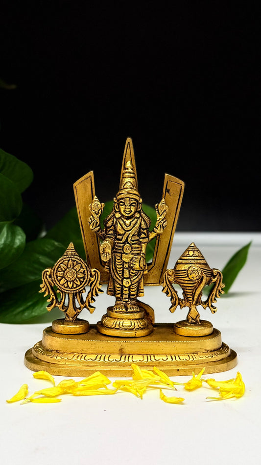 Handcrafted Brass Tirupati Balaji Murti - Lord Venkateswara Srinivasa Statue for Home Puja and Decor