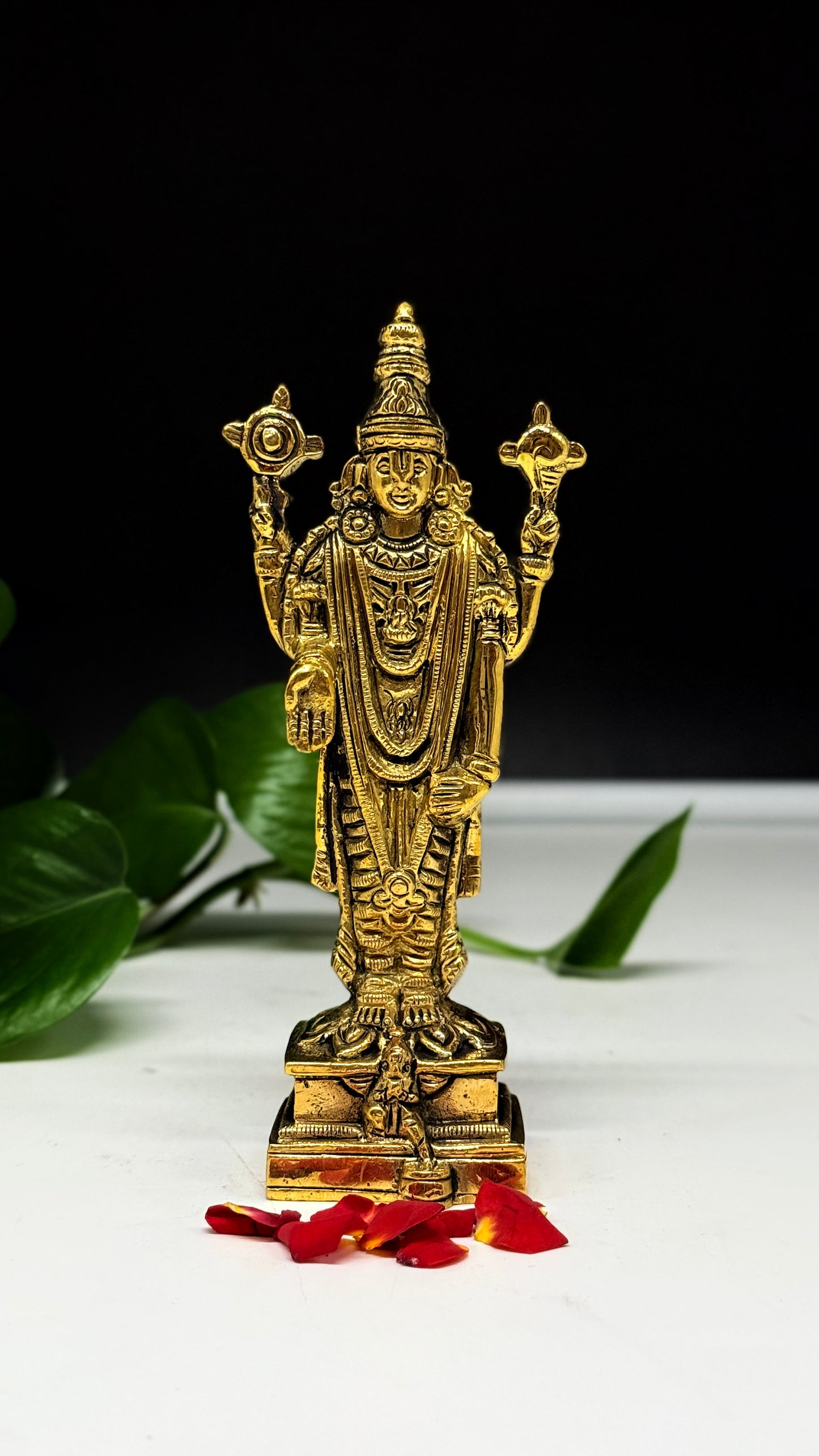 Handcrafted Brass Tirupati Balaji Murti - Lord Venkateswara Srinivasa Idol for Home Puja & Decor
