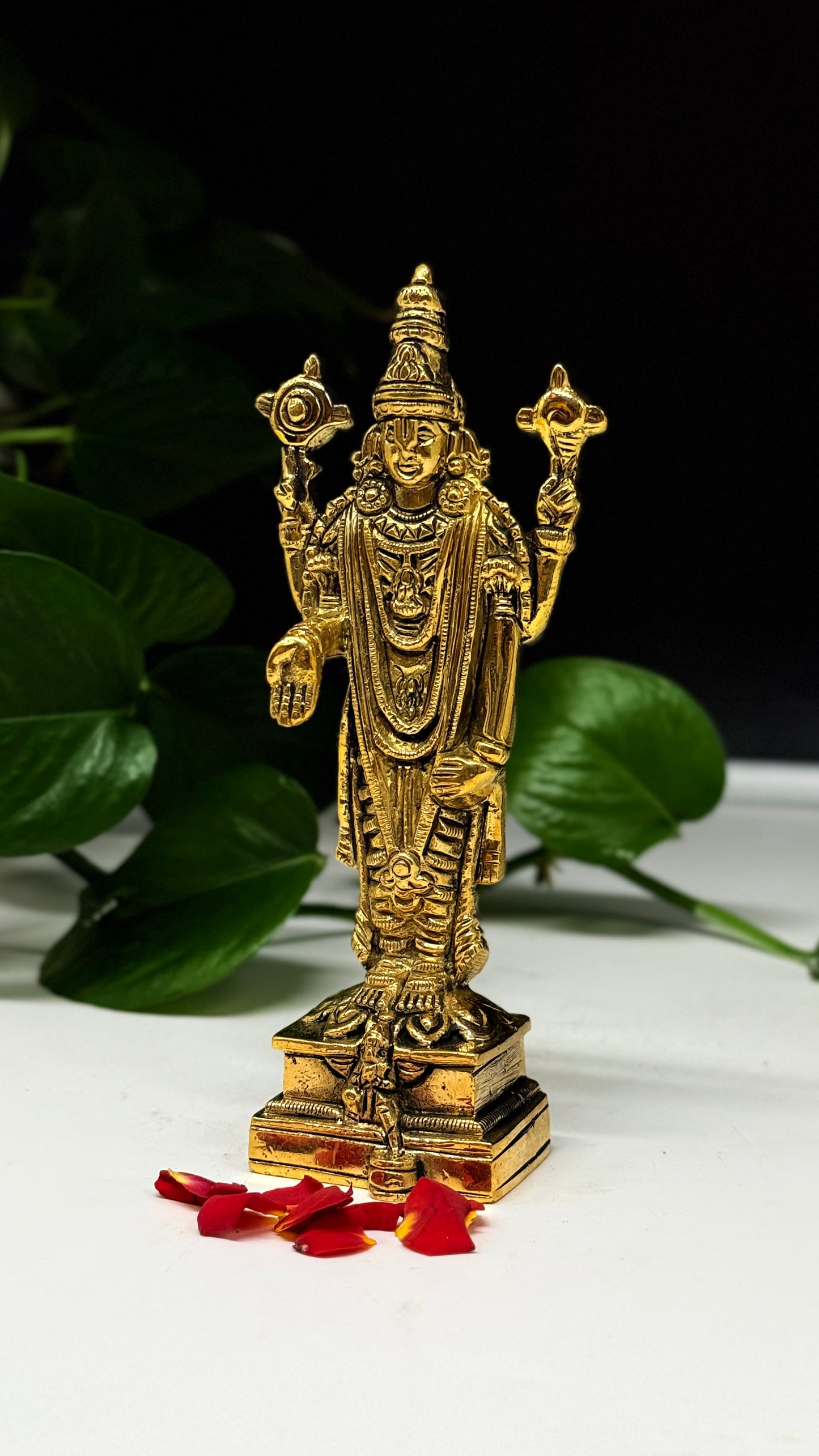 Handcrafted Brass Tirupati Balaji Murti - Lord Venkateswara Srinivasa Idol for Home Puja & Decor