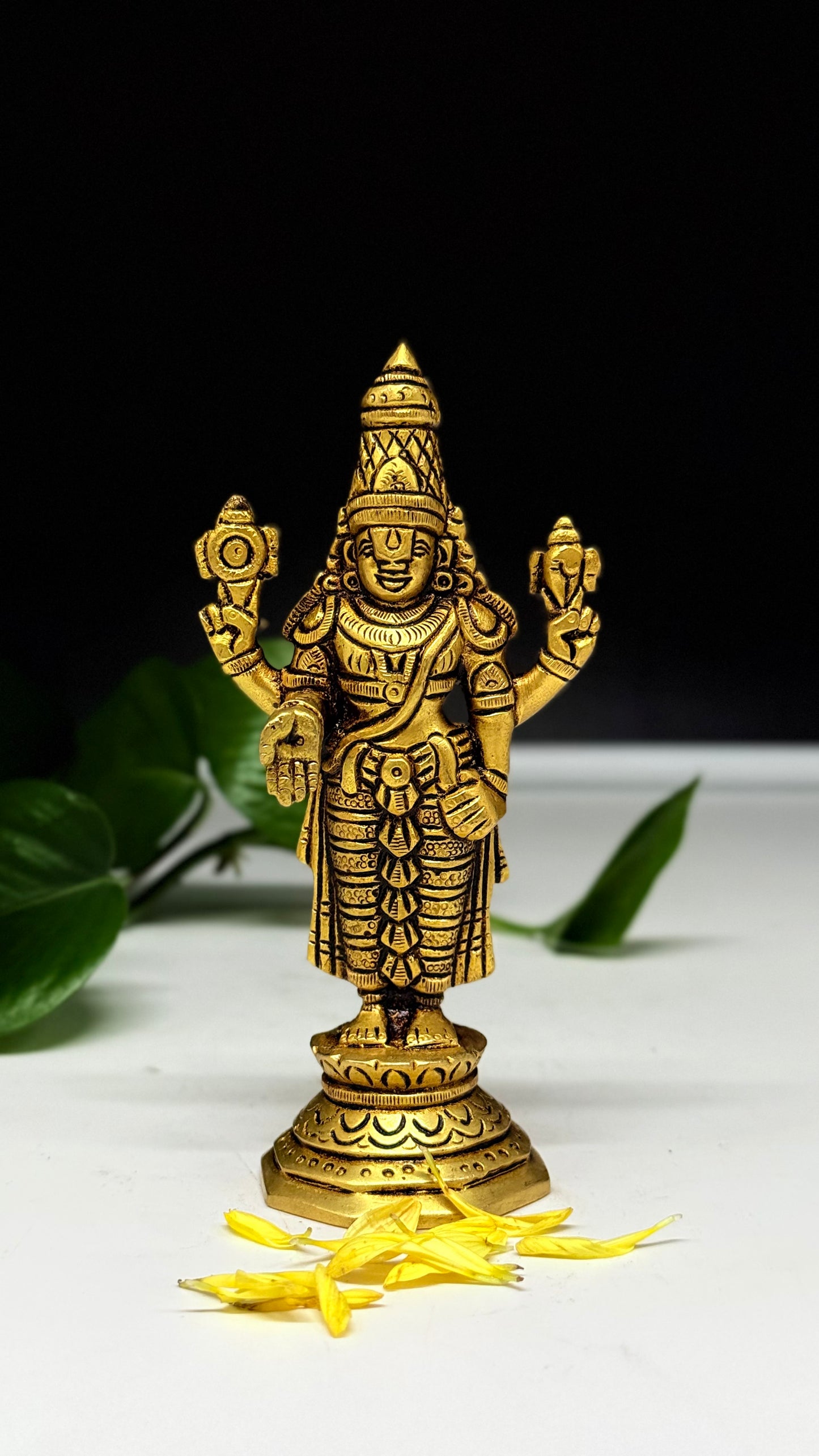 Divine Grace: Artisan-Crafted Brass Tirupati Balaji Murti - Lord Venkateswara Idol