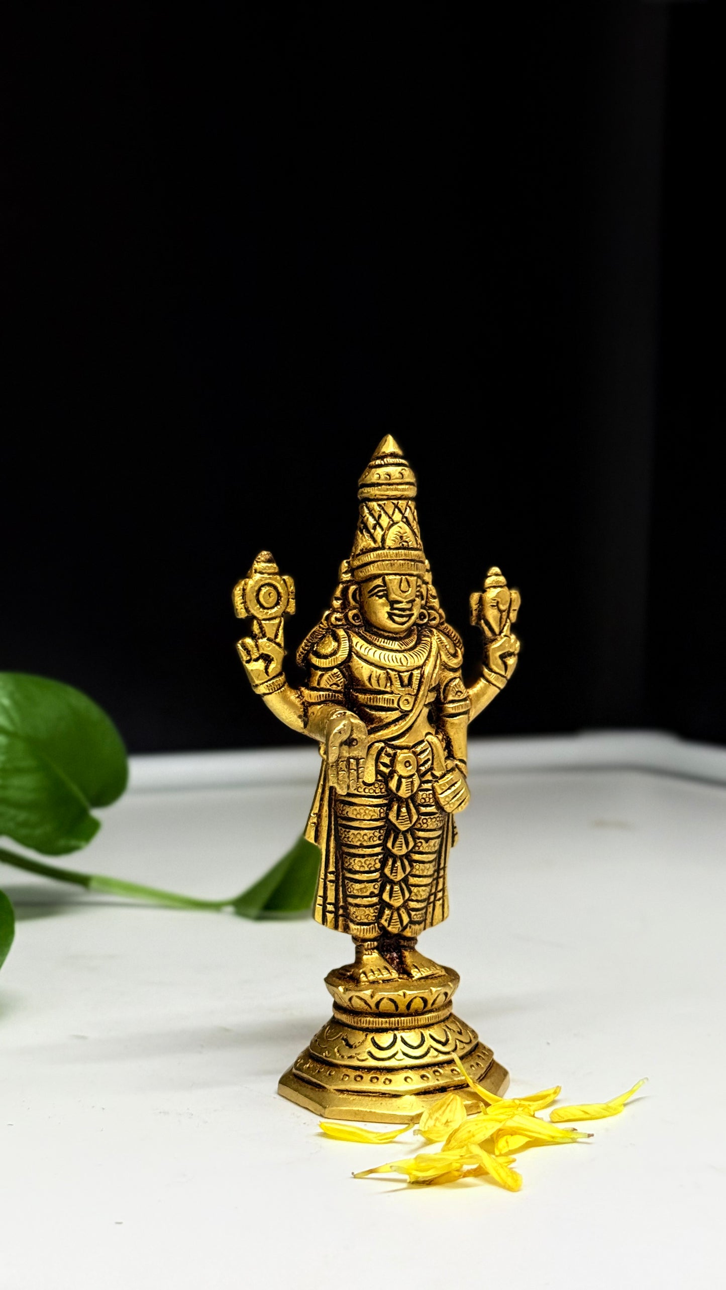 Divine Grace: Artisan-Crafted Brass Tirupati Balaji Murti - Lord Venkateswara Idol