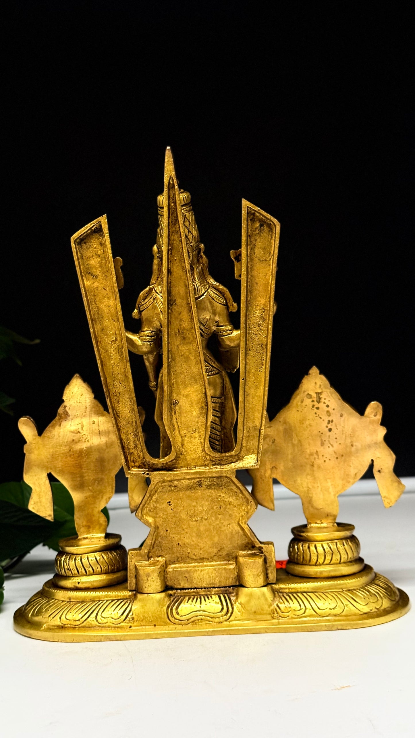 Brass Lord Venkateswara with Chakra & Shankha Pillars